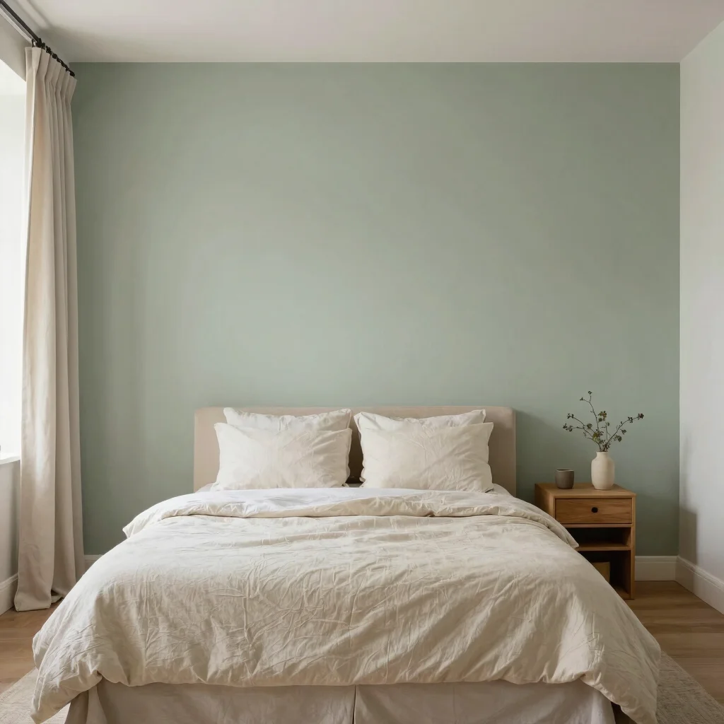Soft natural light in a serene contemporary bedroom with linen be